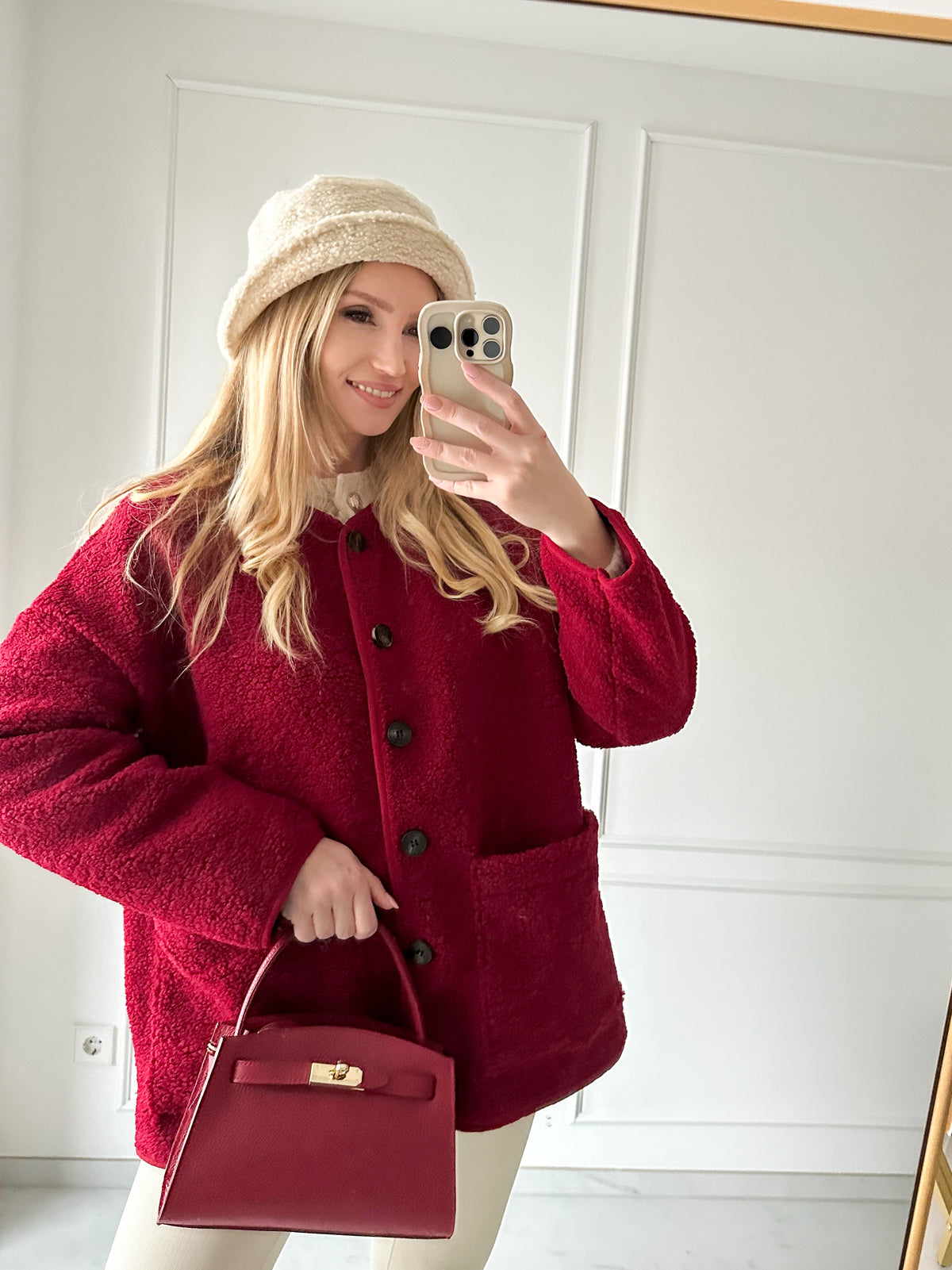 Teddy Jacke Bordeaux – Oversized Fit